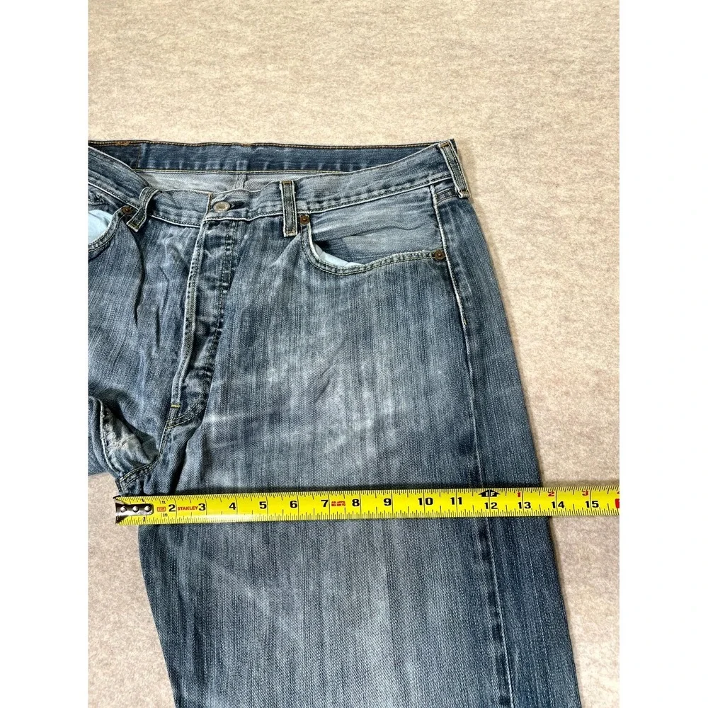 Levis 501 Jeans Mens 38x34 Blue Whiskering‎ Denim Cotton Button Fly Straight Leg